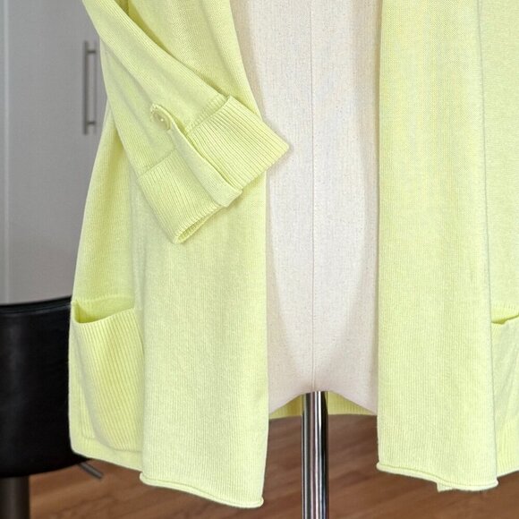 Chico's Cotton Lime Green Open Cardigan Shrug Sweater - Picture 3 of 9